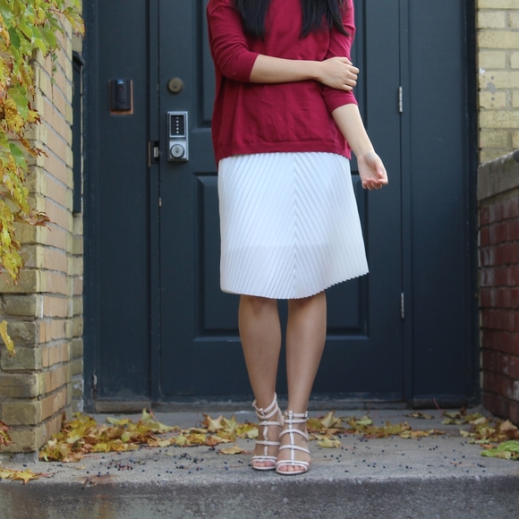 Topshop white pleated midi skirt - Picture 2 of 6